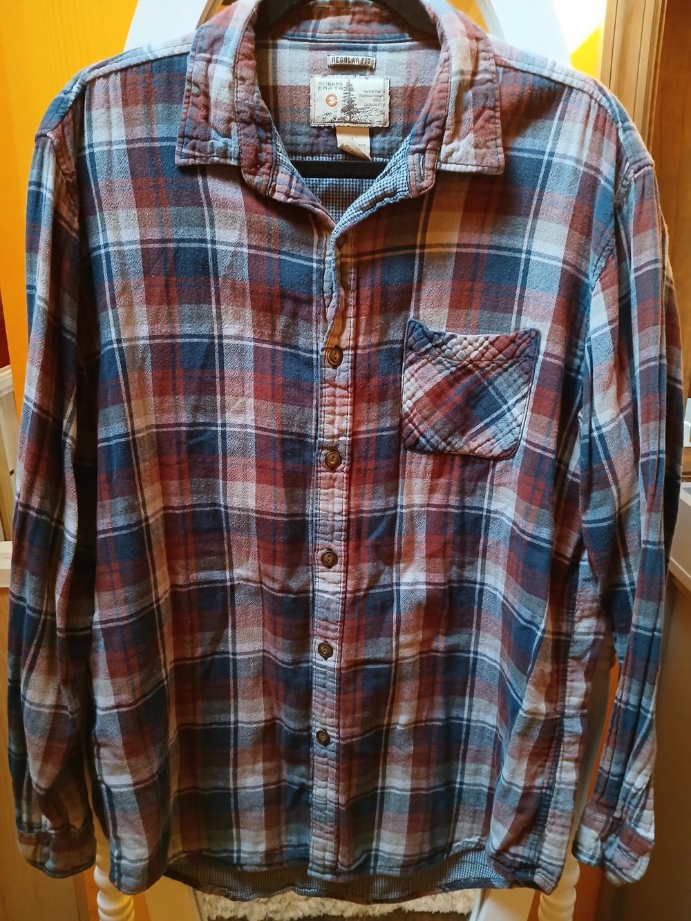 GH Bass Earth Men's Plaid Button-Up Shirt - Blue & Brown